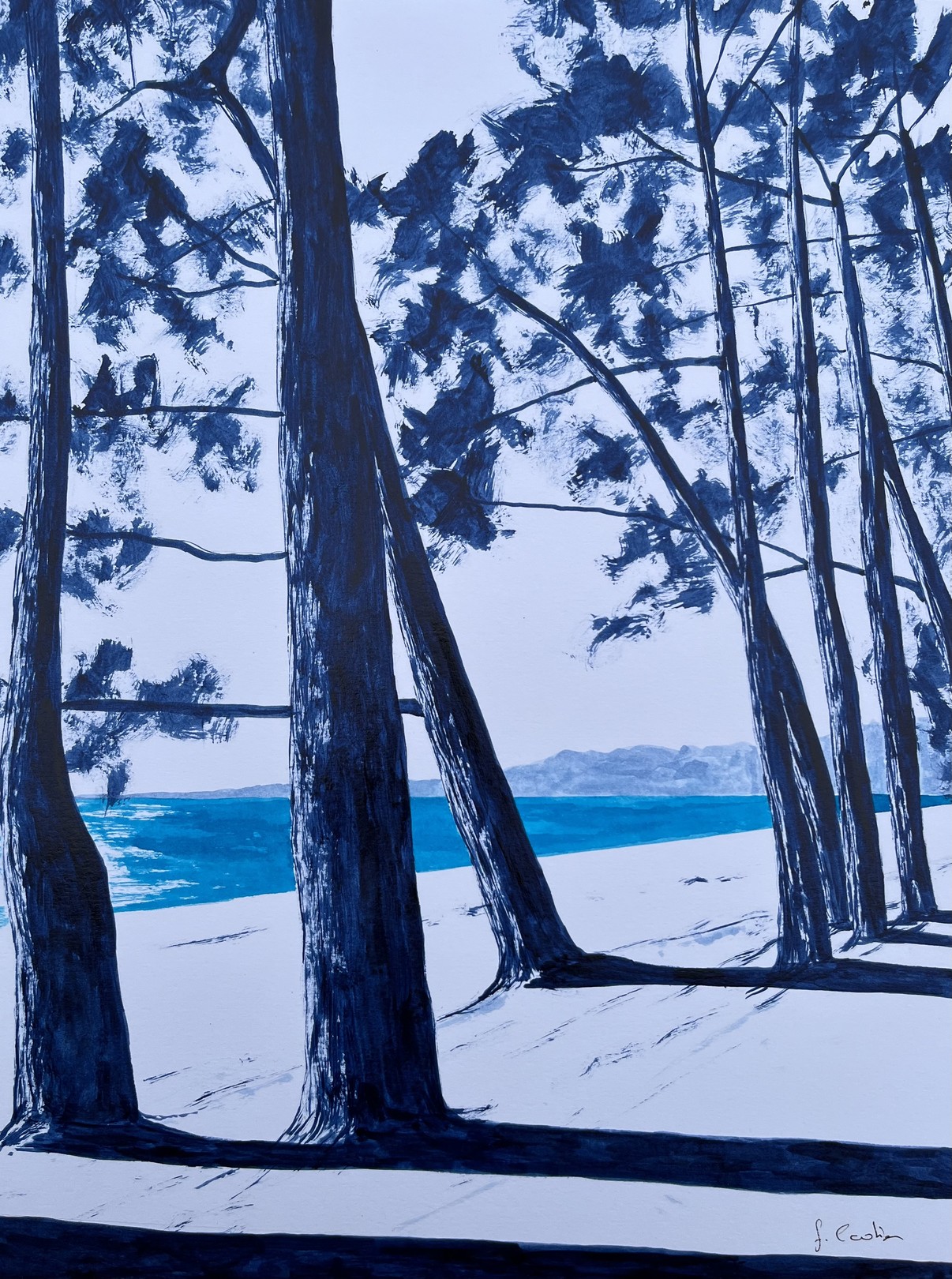 Frédéric Cadiou, Plage du Cap Coz - Encre bicolore #4 Frédéric Cadiou, Plage du Cap Coz - Encre bicolore #4