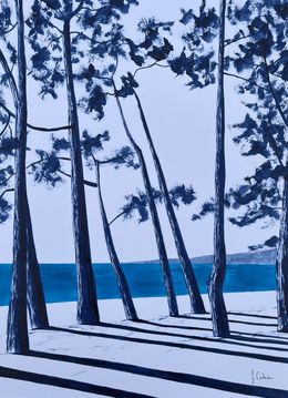 Gemälde, Plage du Cap Coz - encre bicolore #3, Frédéric Cadiou
