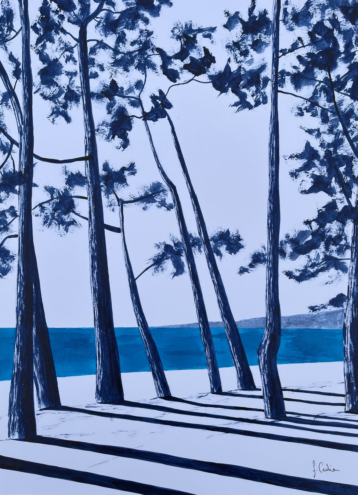 Frédéric Cadiou, Plage du Cap Coz - encre bicolore #3 Frédéric Cadiou, Plage du Cap Coz - encre bicolore #3
