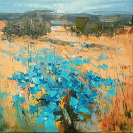 Peinture, Prairie aux yeux bleus, Milcheva Emilia