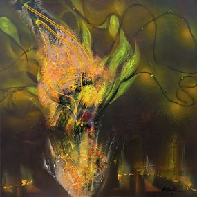 Peinture, Strange Vase with Yellow Light Flowers, Ovidiu Kloska