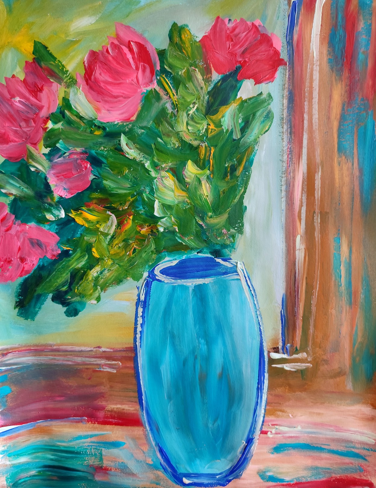 Natalya Mougenot, Roses in light ( contemporary expressive impressionist floral painting) Natalya Mougenot, Roses in light ( contemporary expressive impressionist floral painting)