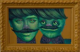Painting, Ancestor Clone #15. Two Moustache Cousins, Natasha Lelenco
