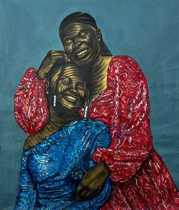 Peinture, Sisters in Harmony -21st Century Contemporary, Figurative Portrait, Africa Women, Sola Ojo
