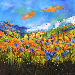 Painting, Red poppies in Tuscany, Pol Ledent