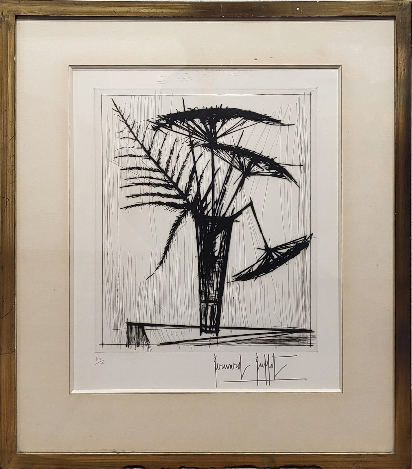 Bernard Buffet, Les Ombrelles - Nature morte aux fleurs Bernard Buffet, Les Ombrelles - Nature morte aux fleurs