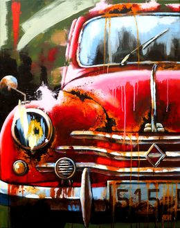 Painting, 4 CV Renault rouge, Sylvie Julkowski-Egard