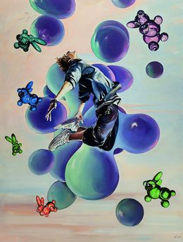 Gemälde, Tiktok man jumping - Left part of the diptych, Konovalov Igor