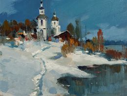 Painting, The first snow fell, Suprunchuk Yuriy