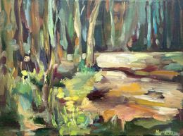 Painting, Forest Bathing. Shinrin Yoku. landscape painting, Momalyu Liubov Kriuchkova
