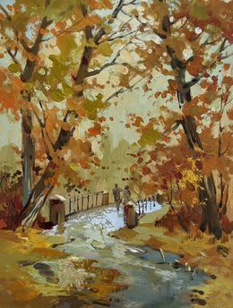 Painting, Fallen leaves in autumn park, Suprunchuk Yuriy