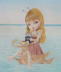 Gemälde, Weird Axolotl who eats weird things, Eunjoo Kim