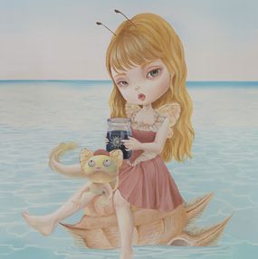 Peinture, Weird Axolotl who eats weird things, Eunjoo Kim