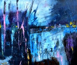 Painting, Blue morning walk, Pol Ledent