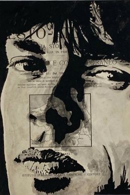 Dessin, Mick Jagger on old paper, Andrea Boriani