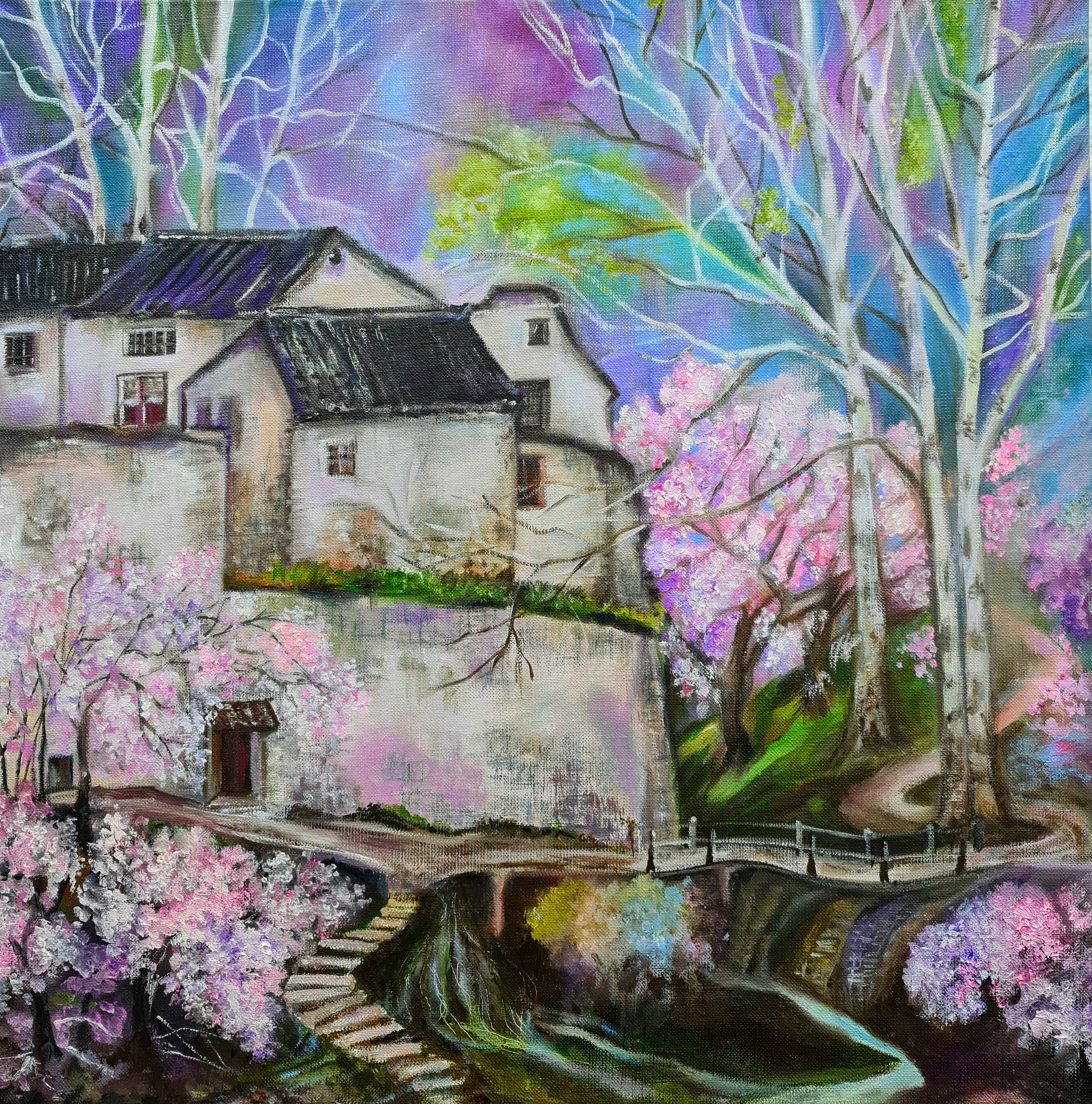 Lilya Volskaya, A house in the woods. Cherry blossom - landscape of the Volsky? Lily? Lilya Volskaya, A house in the woods. Cherry blossom - landscape of the Volsky? Lily?