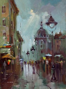 Gemälde, The hustle and bustle of city life, Suprunchuk Yuriy