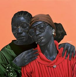 Painting, Contemplative Companions, Taiwo Odejinmi
