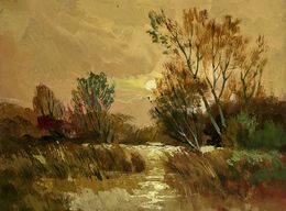 Painting, A quiet evening in orange tones, Suprunchuk Yuriy