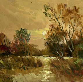 Painting, A quiet evening in orange tones, Suprunchuk Yuriy