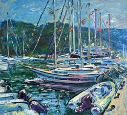Gemälde, Yachts at the pier, Andrii Chebotaru