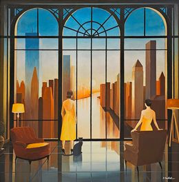 Peinture, Manhattan Hudson River, Jacques Guillet