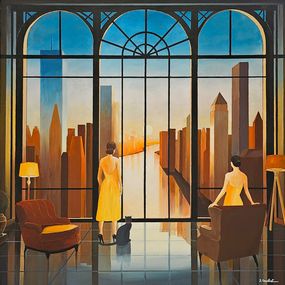 Peinture, Manhattan Hudson River, Jacques Guillet