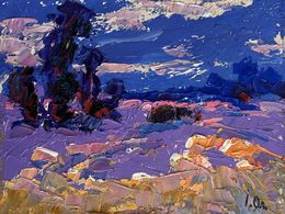 Gemälde, Cold evening in the field, Ivanyuk Oleksiy
