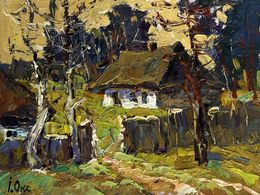 Gemälde, Houses near the forest, Oksana Ivanyuk
