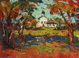 Gemälde, Autumn bell ringing of the church tower, Oksana Ivanyuk