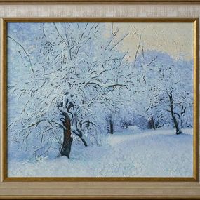 Gemälde, Snow-covered garden. Kuzminki, Simon Kozhin