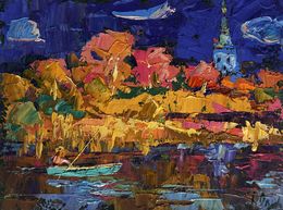 Gemälde, Autumn evening by the river, Ivanyuk Oleksiy