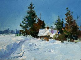 Gemälde, House in the Snow, Suprunchuk Yuriy