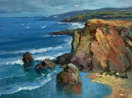 Gemälde, Waves crash against the rocks, Suprunchuk Yuriy