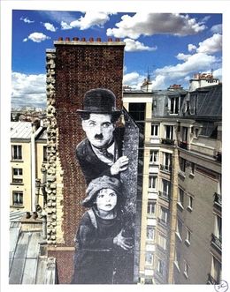 Drucke, Unframed, Charlie Chaplin revu par JR, The Kid, Charlie Chaplin & Jackie Coogan, USA, 1923, de jour Paris, JR