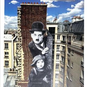 Édition, Unframed, Charlie Chaplin revu par JR, The Kid, Charlie Chaplin & Jackie Coogan, USA, 1923, de jour Paris, JR