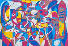 Peinture, Improvisación rosa y azul, Enrique Pichardo
