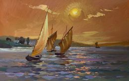 Gemälde, Romantic evening swim, Suprunchuk Yuriy