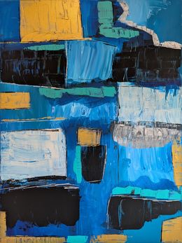 Painting, Golden Blue, Abstractenburger