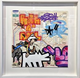 Peinture, Lucky Luke on Keith's Dog (plan du métro de Paris), Fat