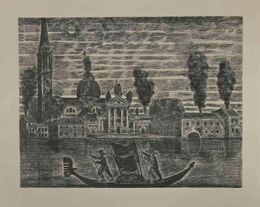 Print, Gondoliers in Venice, Gianpaolo Berto