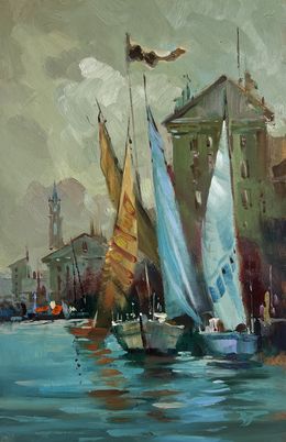Gemälde, A quiet harbor near Venice, Suprunchuk Yuriy