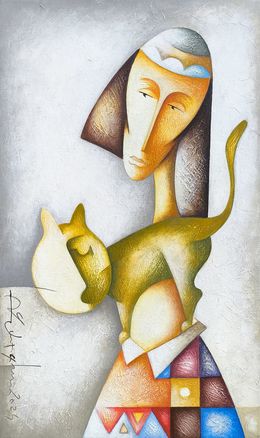 Painting, Feline intimacy, Sargis Zaqaryan