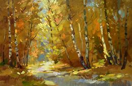 Painting, Autumn birch grove, Suprunchuk Yuriy