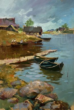 Gemälde, Quiet village harbour, Suprunchuk Yuriy