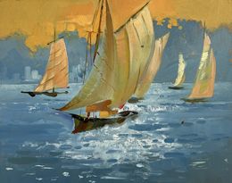 Gemälde, Sunset colors in the sea, Suprunchuk Yuriy