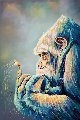 Painting, Gorilla with Butterfly, Hani Badawi Leo