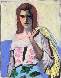 Gemälde, Fille a la blouse a motifs, Albane de Saint Remy