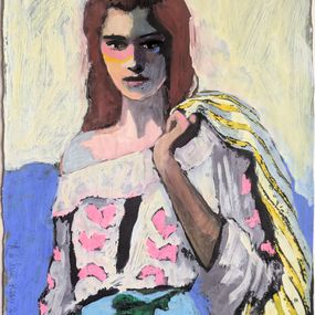Gemälde, Fille a la blouse a motifs, Albane de Saint Remy