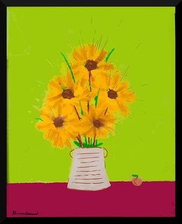 Gemälde, Tournesols et abricot, Damien Berrard